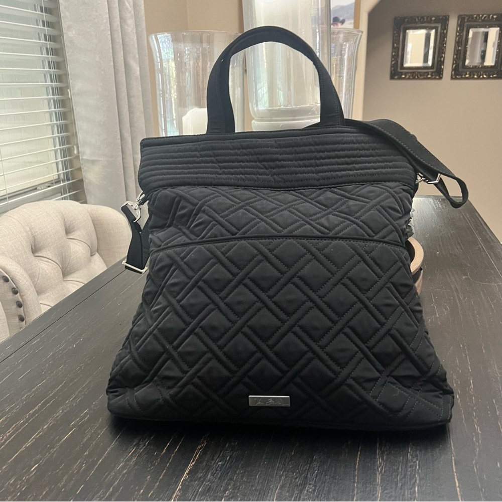 Vera Bradley Black Quilted Tote with Detachable Convertible Crossbody Strap - Picture 4 of 13